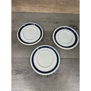 Arabia Finland Blue Anemone 6.5" Saucers Stoneware ~set Of 3
